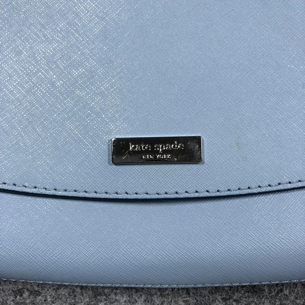 Kate Spade Crossbody Bag Womens Small Light Blue Leather Chain Strap Purse